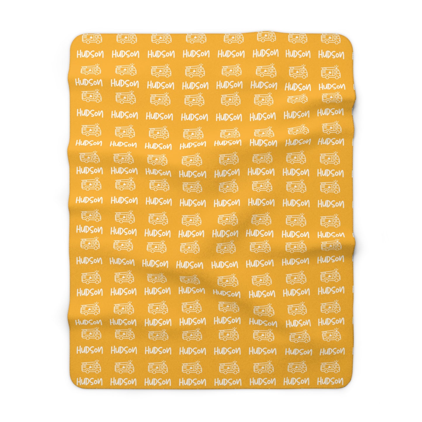 Personalised Name and Fire Truck Sherpa Blanket