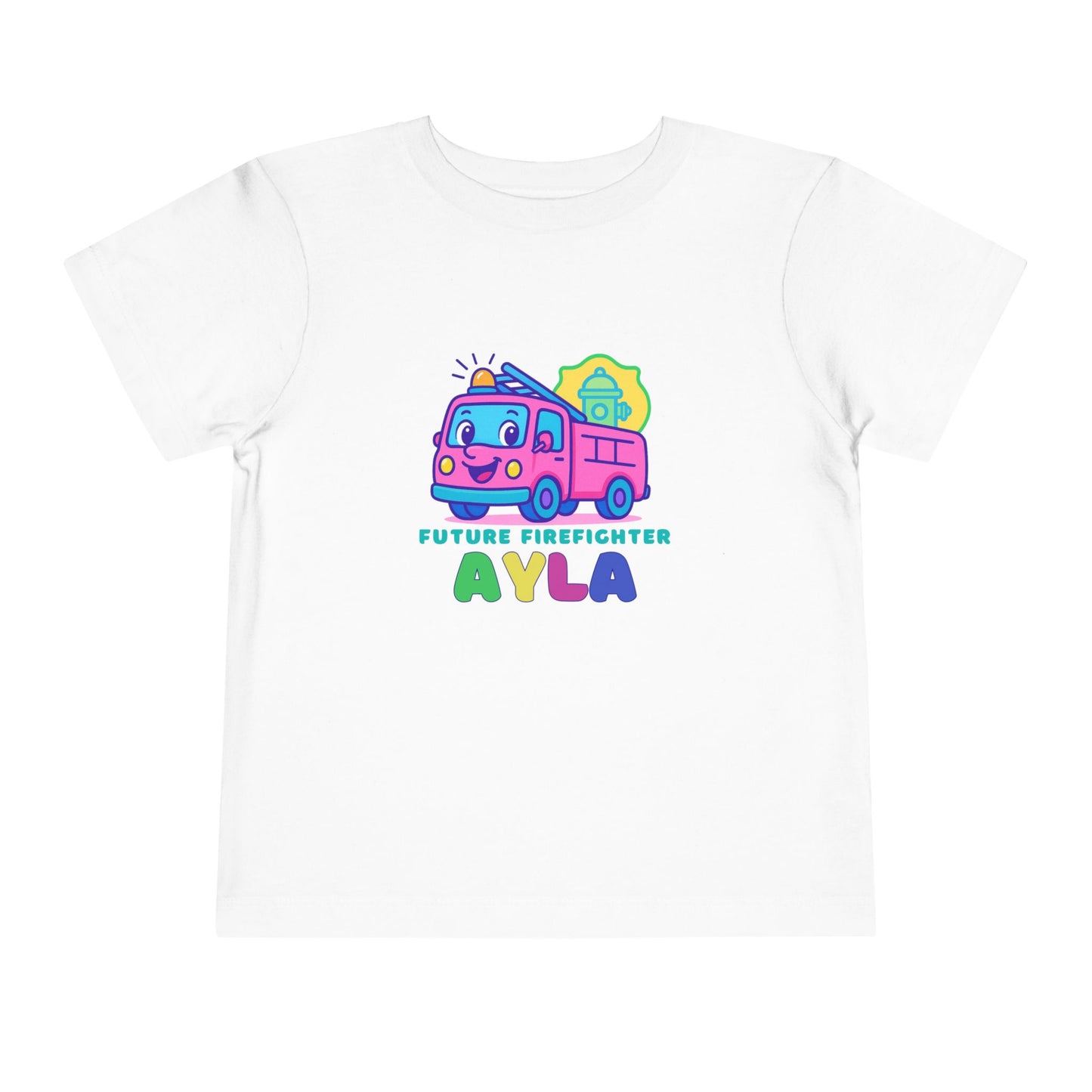 Personalised Bright Pink Cute Future Firefighter Toddler Tee