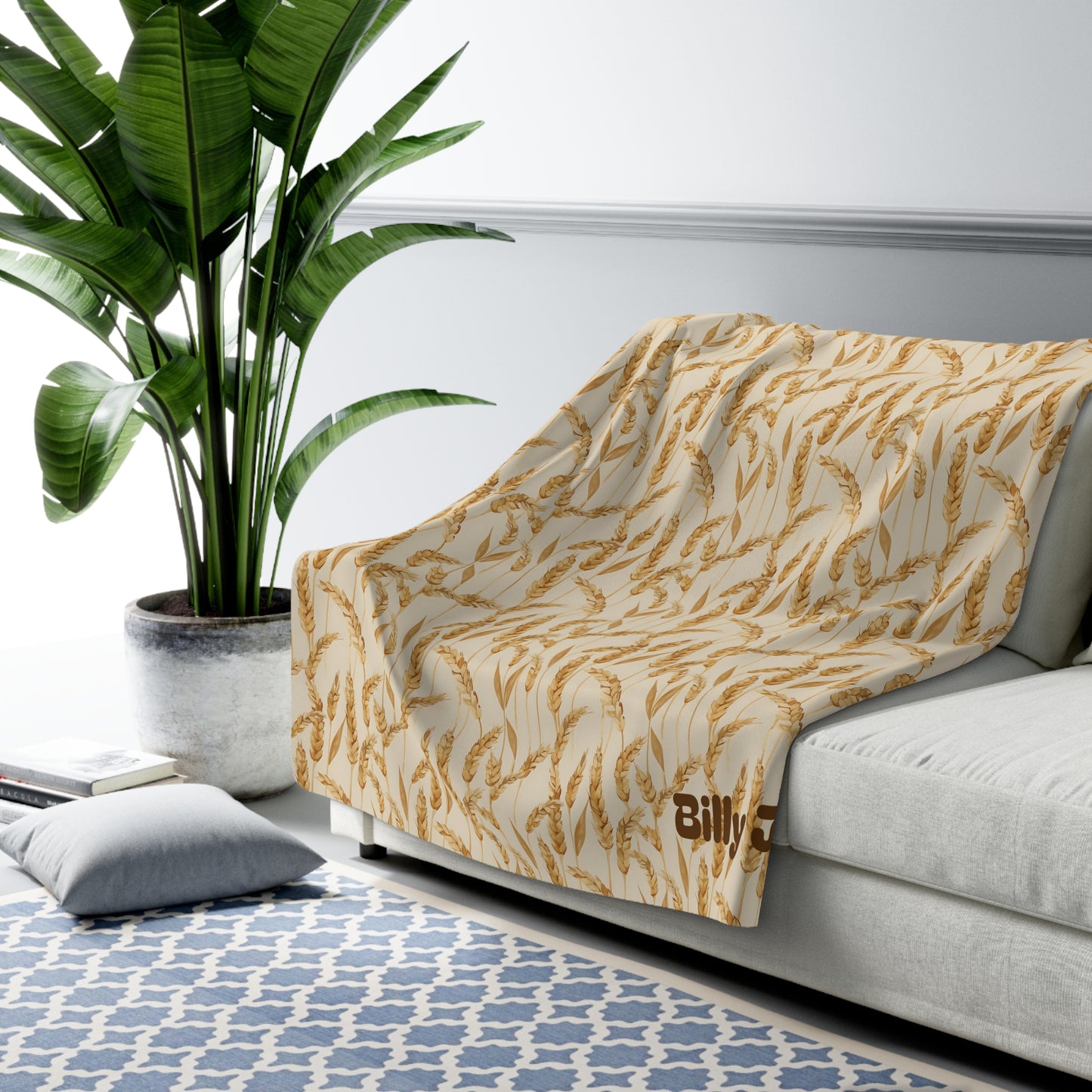 Personalised Wheat Sherpa Blanket