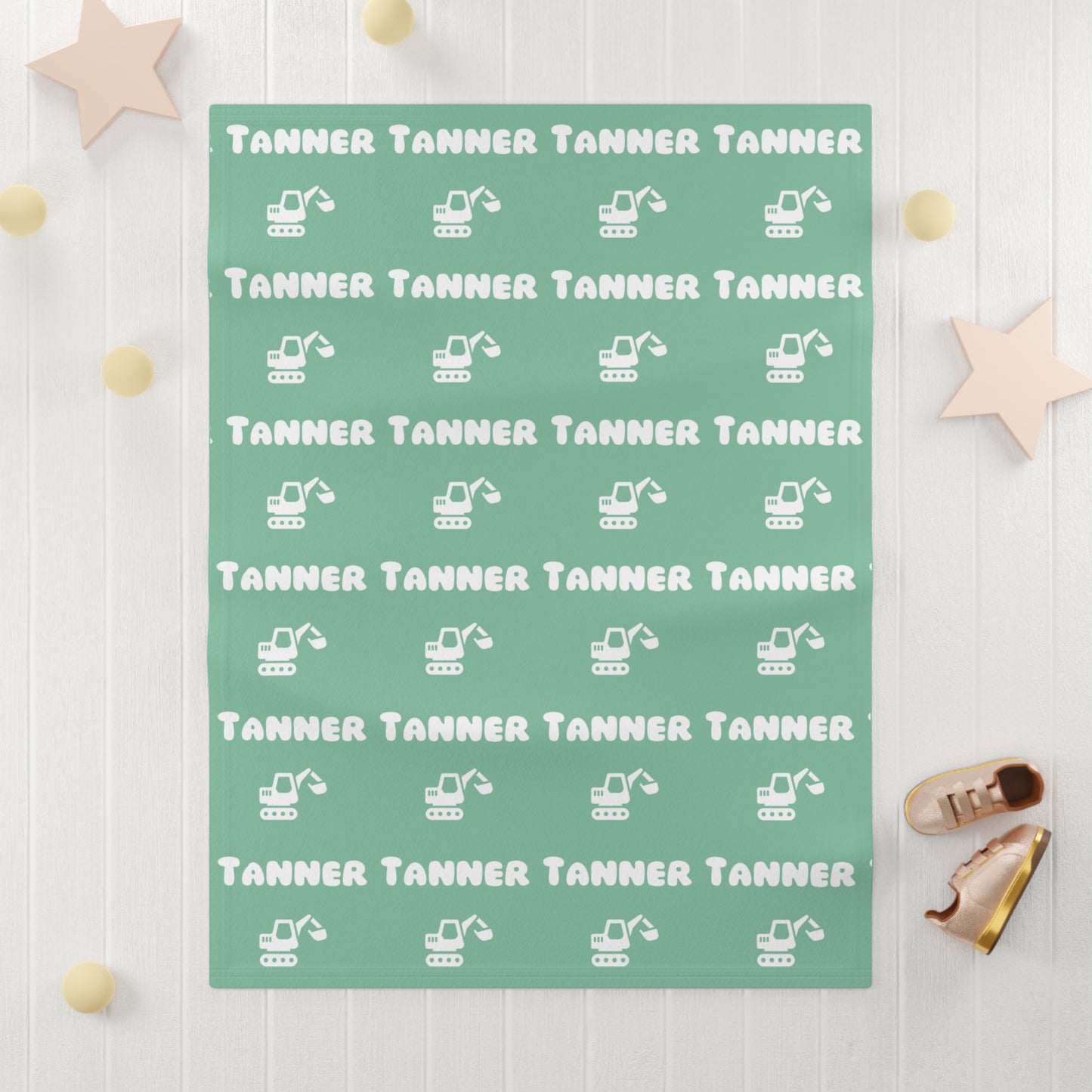 Personalised Name & Digger Fleece Blanket