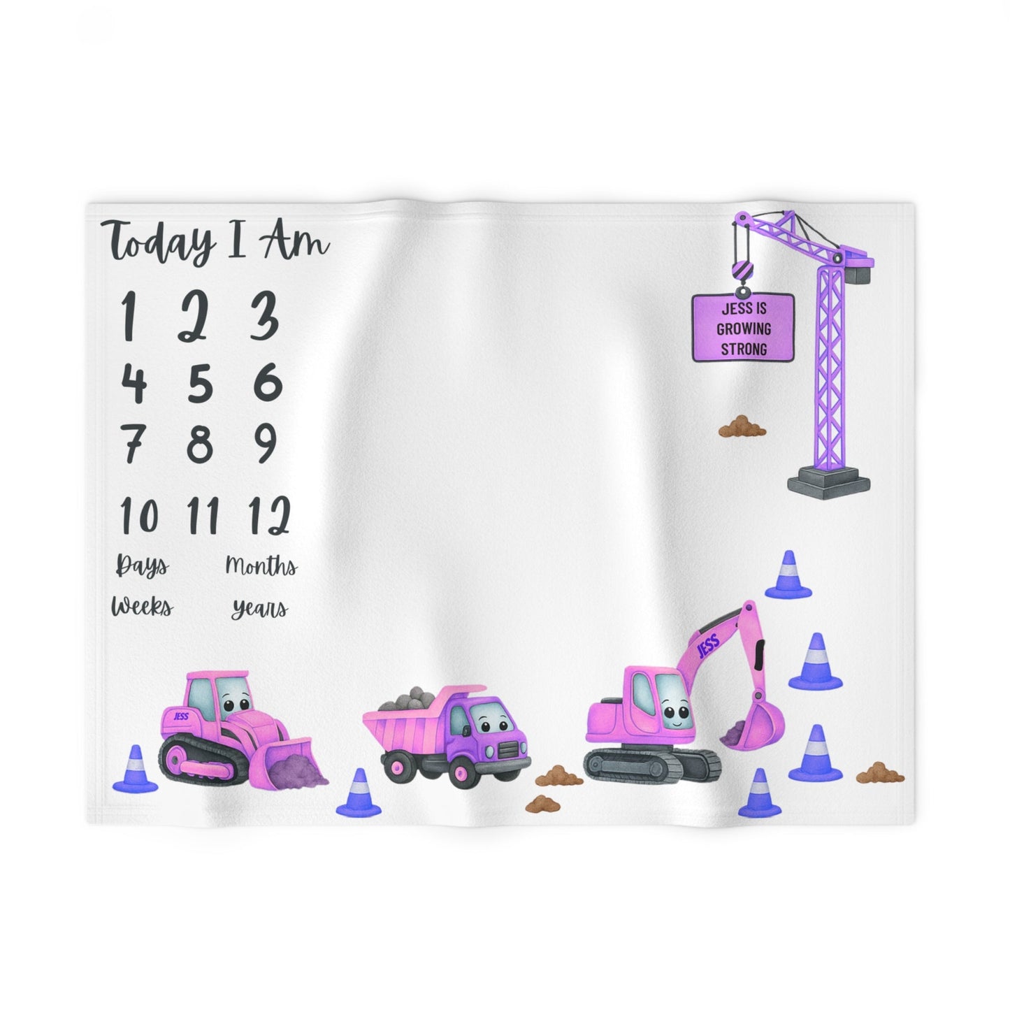 pink Personalised Milestone Fleece Blanket
