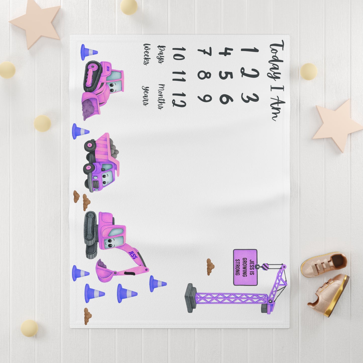 Copy of pink Personalised Milestone Fleece Blanket