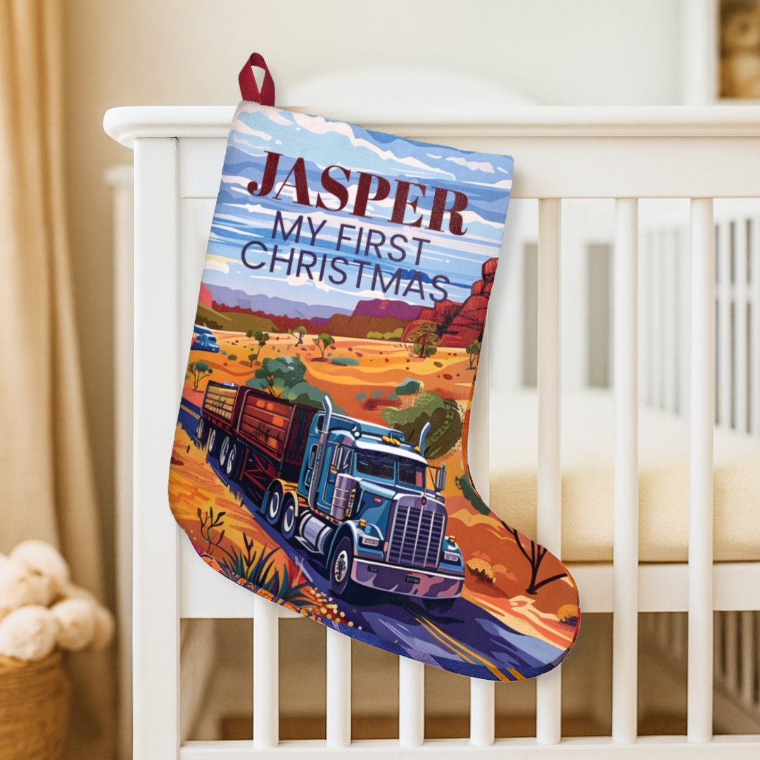 Personalised Outback Truck First Christmas Stocking
