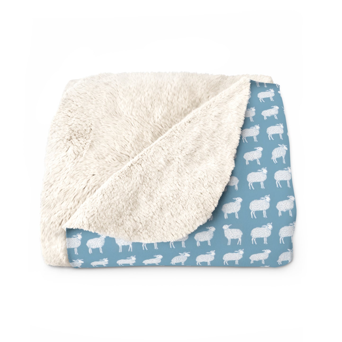 Blue Sheep Sherpa Fleece Blanket