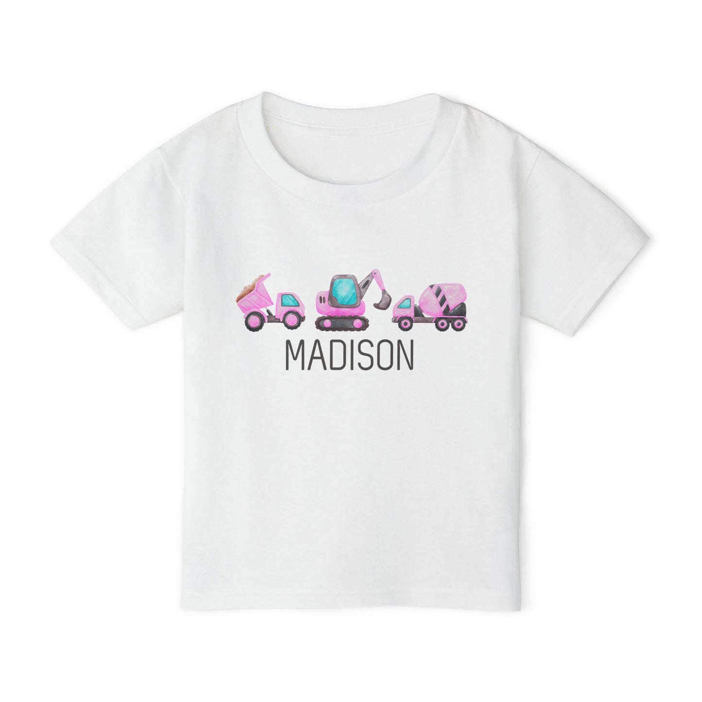 Personalised Pink Construction Vehicles Toddler T-Shirt