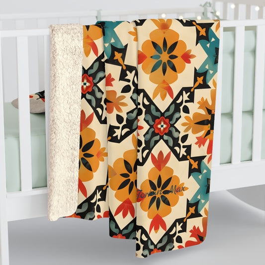 Personalised Yellow Stone Western Tile Sherpa Fleece Blanket