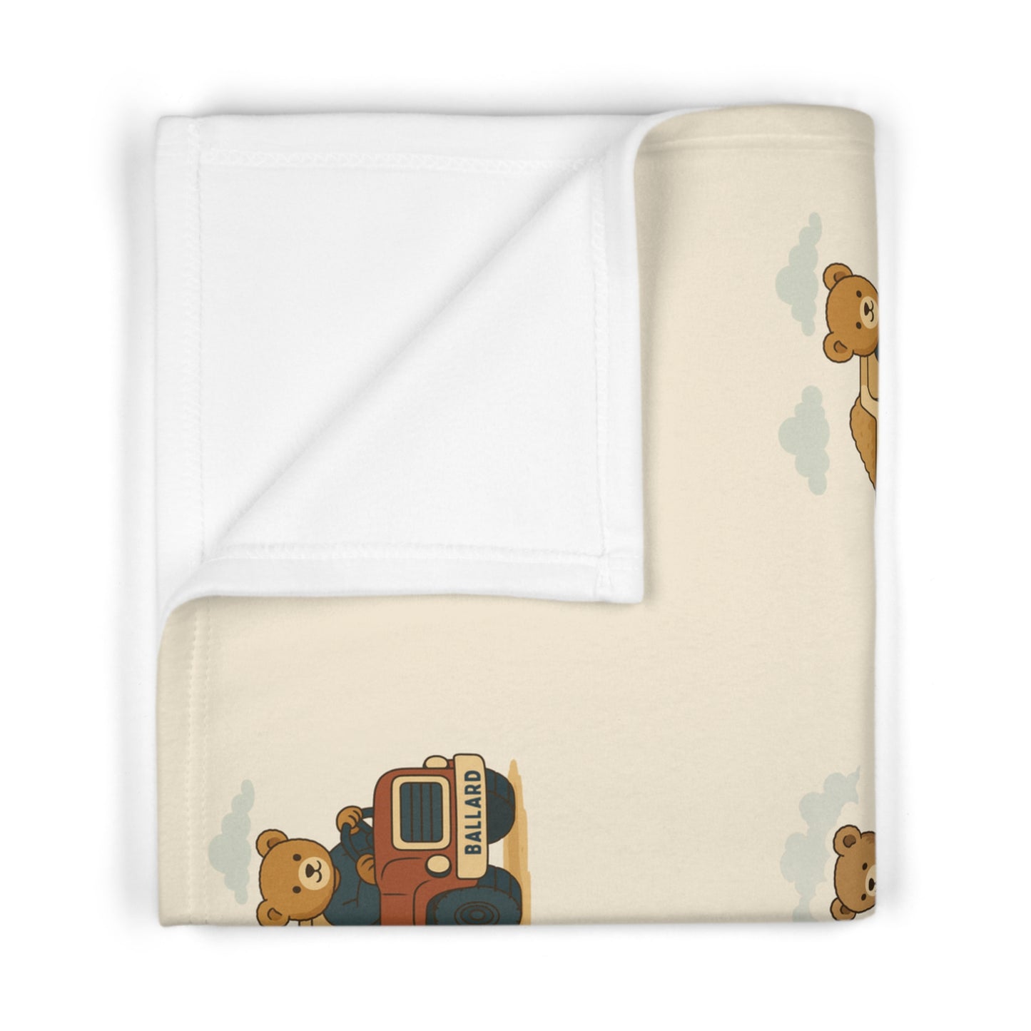 Personalised Bear Driving Mining Equipment Soft Fleece Baby Blanket