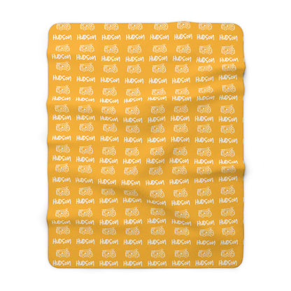 Personalised Name and Fire Truck Sherpa Blanket