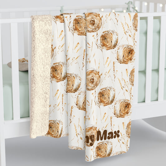 Personalised Hay Bale Sherpa Blanket