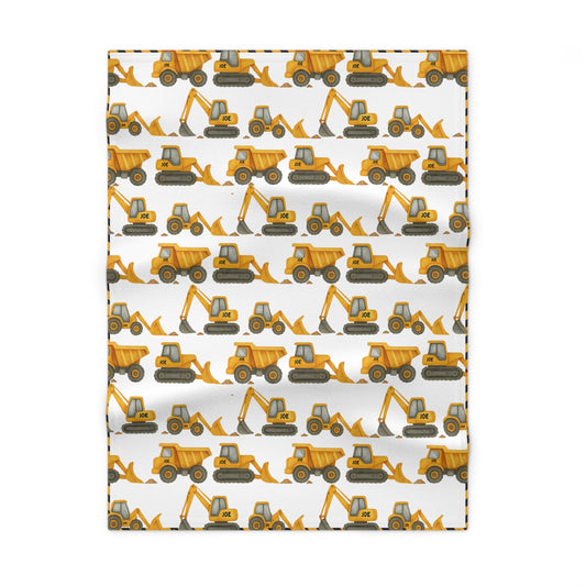 Personalised Digger Loader Dump Soft Fleece Baby Blanket