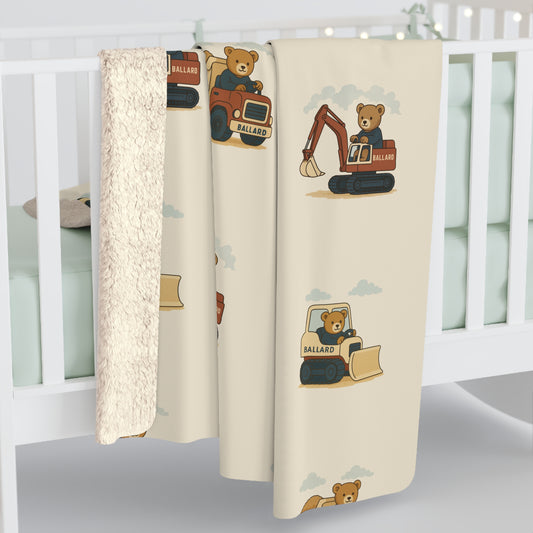 Personalised Vintage Bear and Vehicle Sherpa Blanket
