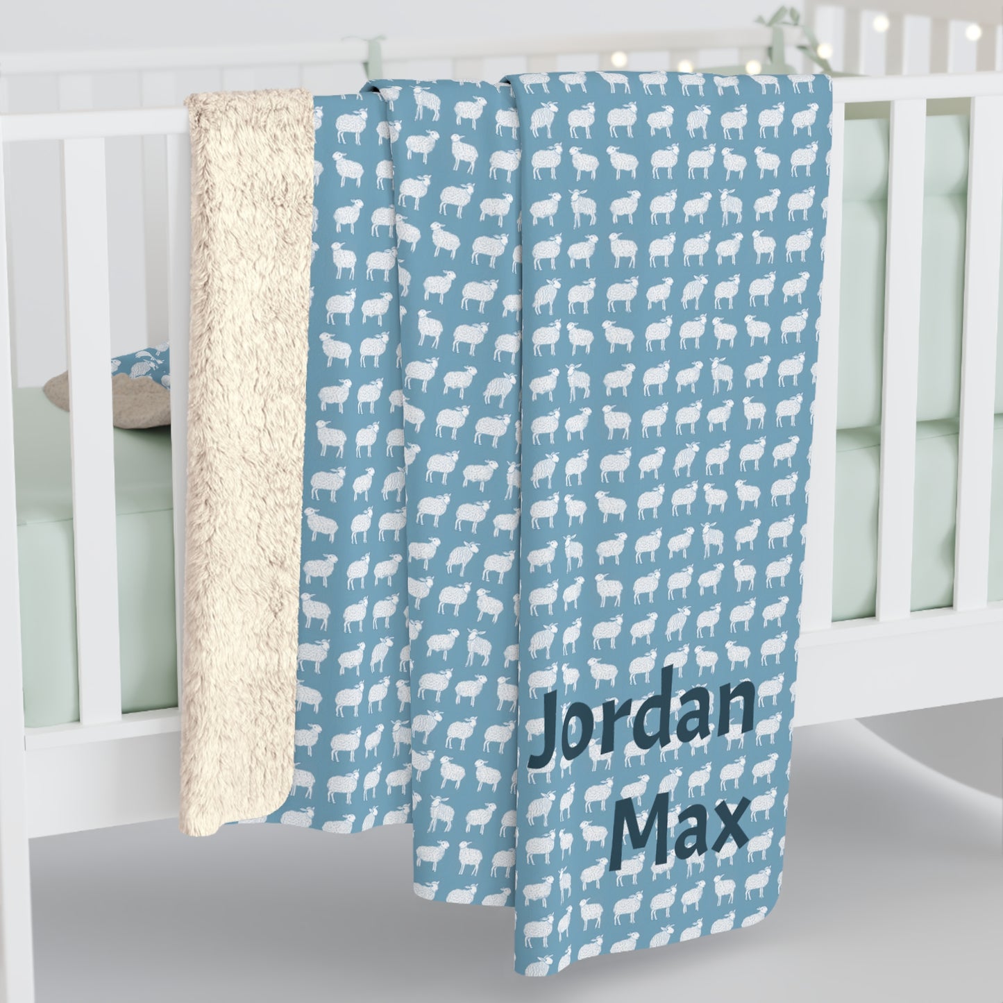 Blue Sheep Sherpa Fleece Blanket