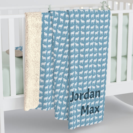Blue Sheep Sherpa Fleece Blanket