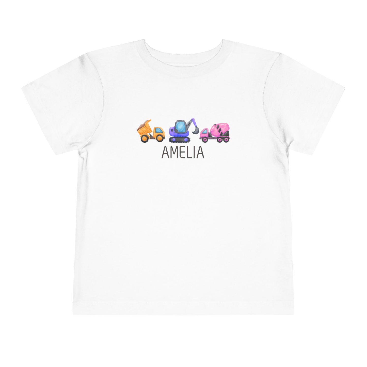 Personalised Multi Color Construction Theme Toddler Tee