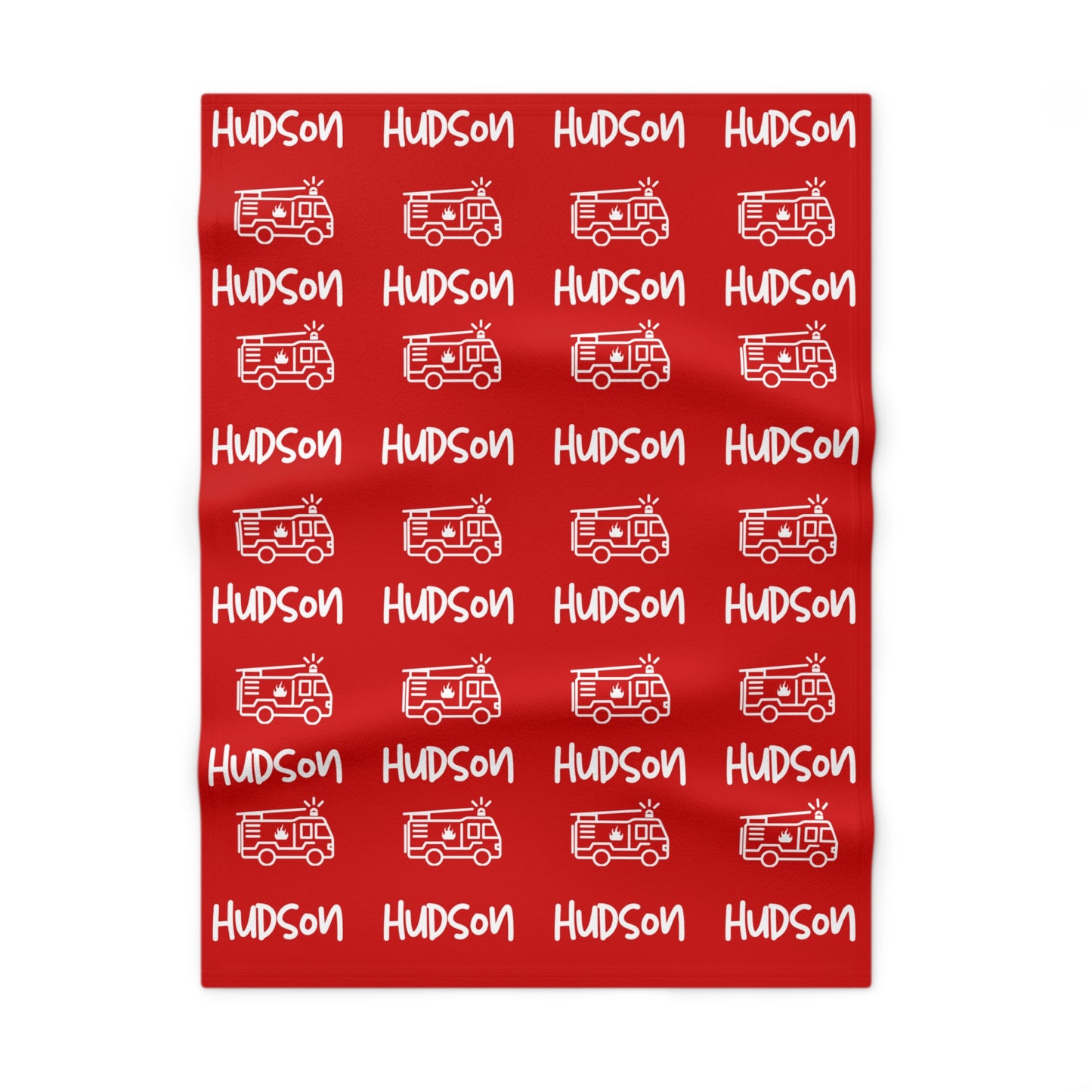 Personalised Name & Fire Truck Fleece Blanket