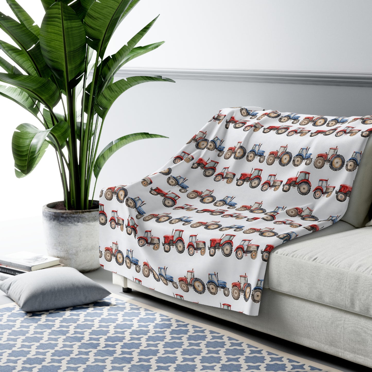 Personalised Tractor Sherpa Blanket