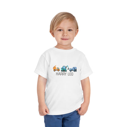 Personalised Multi  Color Construction Theme Toddler Tee