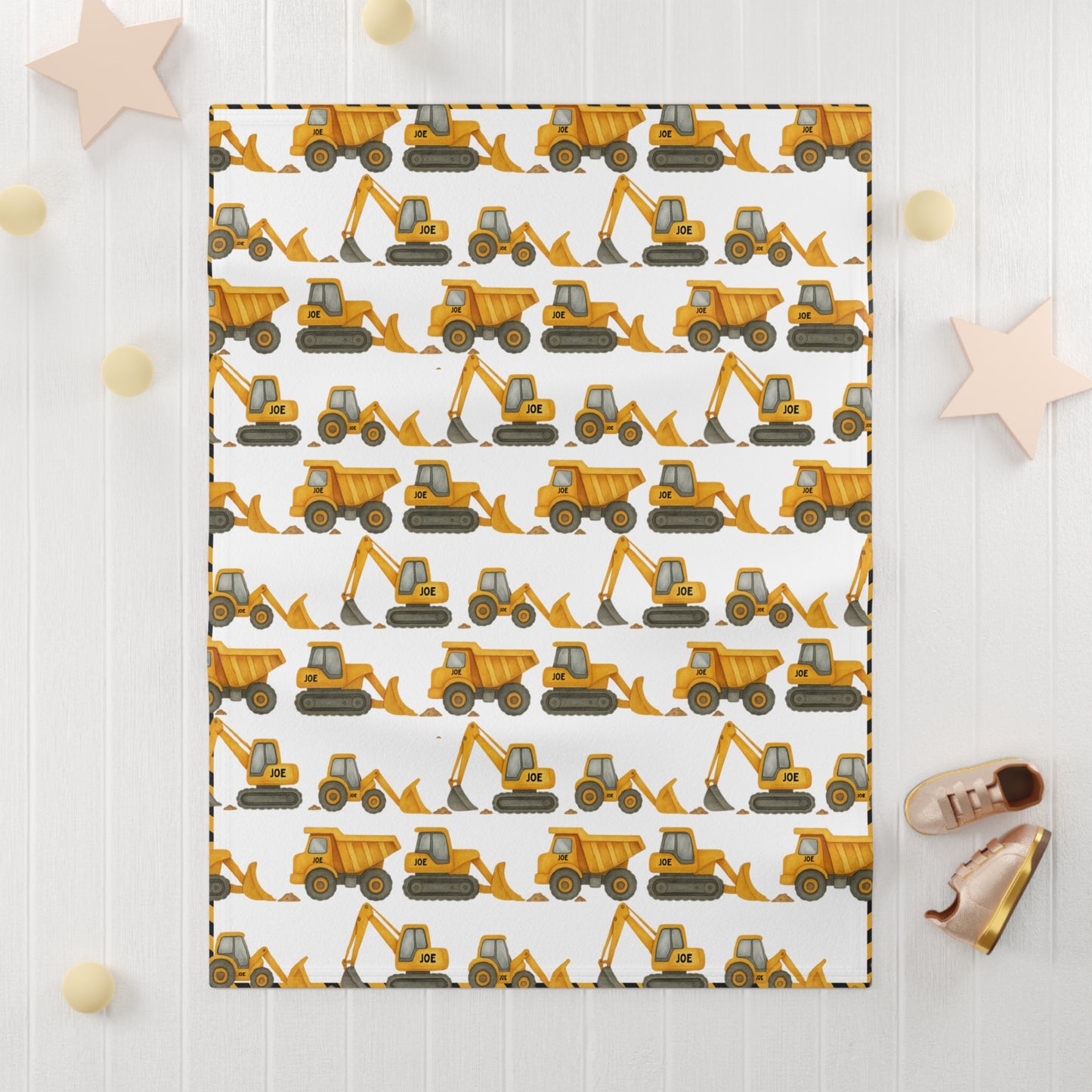 Personalised Digger Loader Dump Soft Fleece Baby Blanket