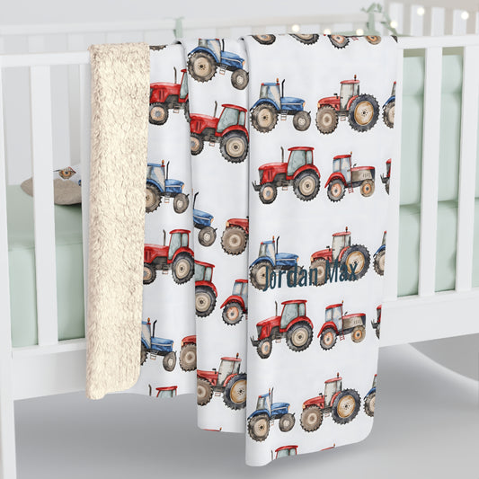 Personalised Tractor Sherpa Blanket