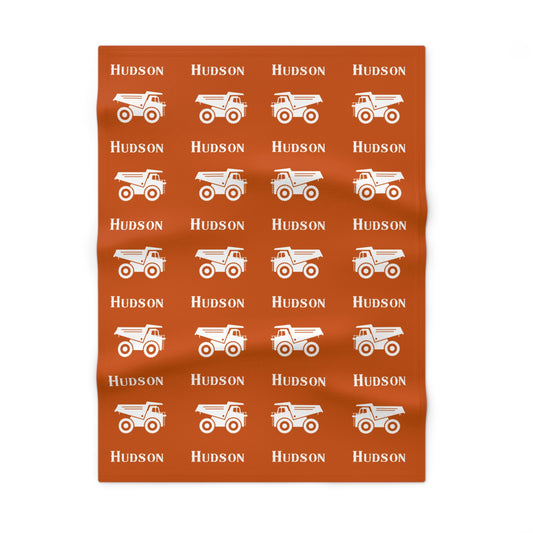 Personalised Name & Dump Truck Fleece Blanket