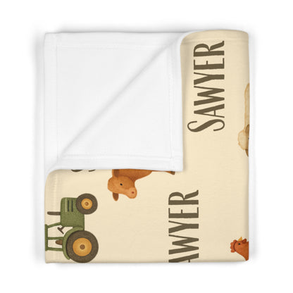 🐮 Personalised Heritage Farm Animal Baby Blanket