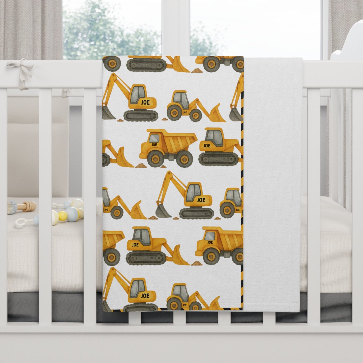 Personalised Digger Loader Dump Soft Fleece Baby Blanket