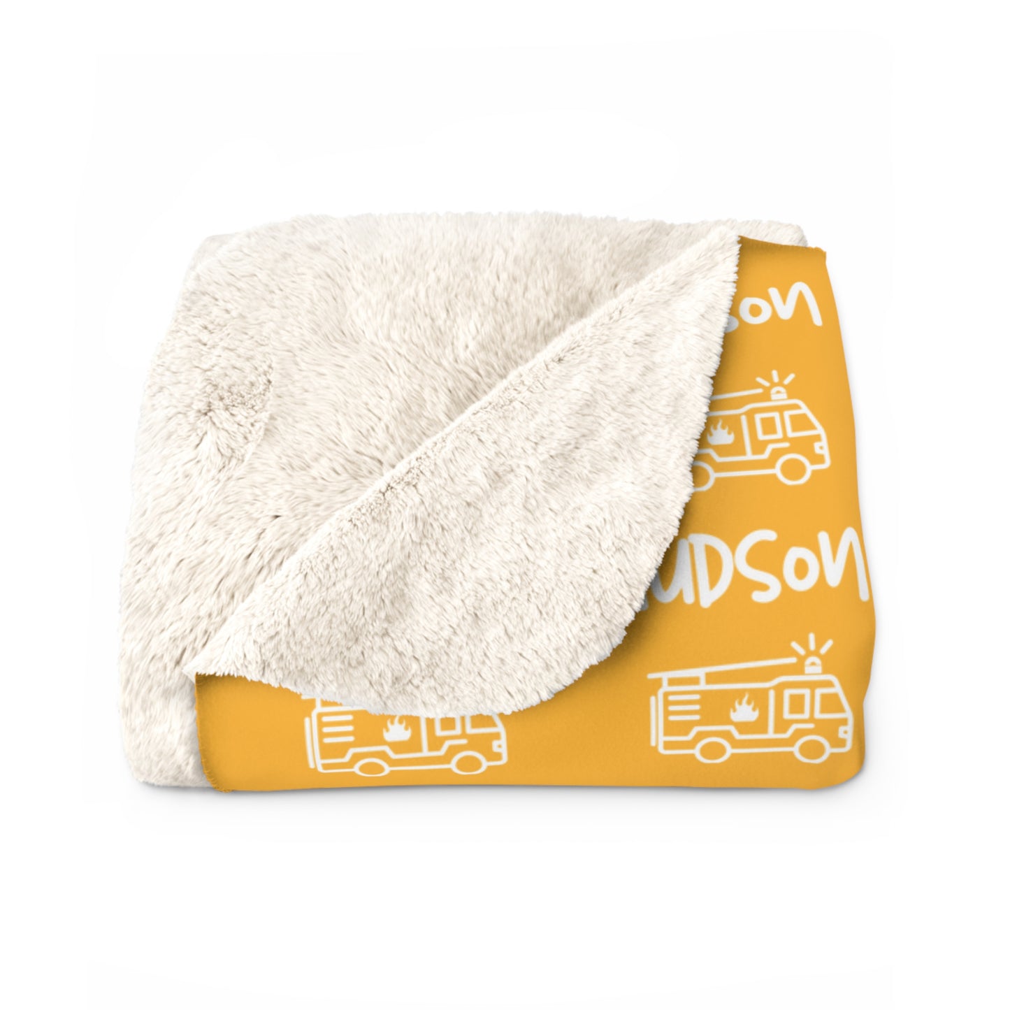 Personalised Name and Fire Truck Sherpa Blanket