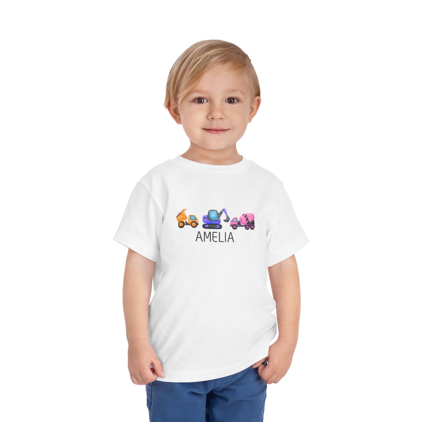 Personalised Multi Color Construction Theme Toddler Tee