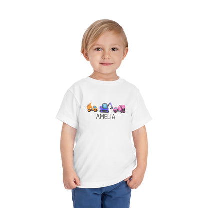 Personalised Multi Color Construction Theme Toddler Tee
