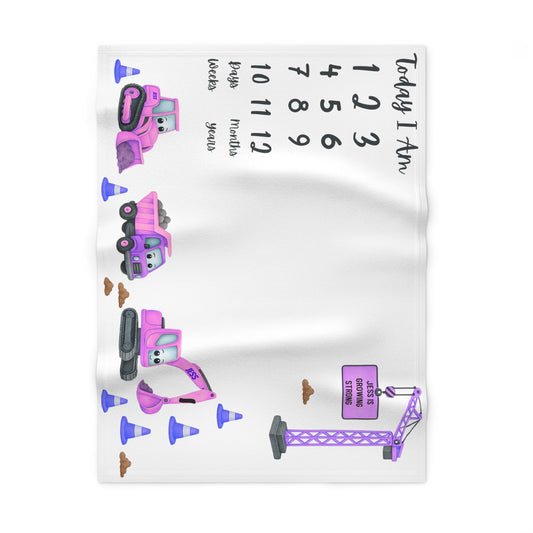 Copy of pink Personalised Milestone Fleece Blanket