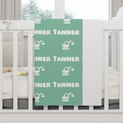 Personalised Name & Digger Fleece Blanket