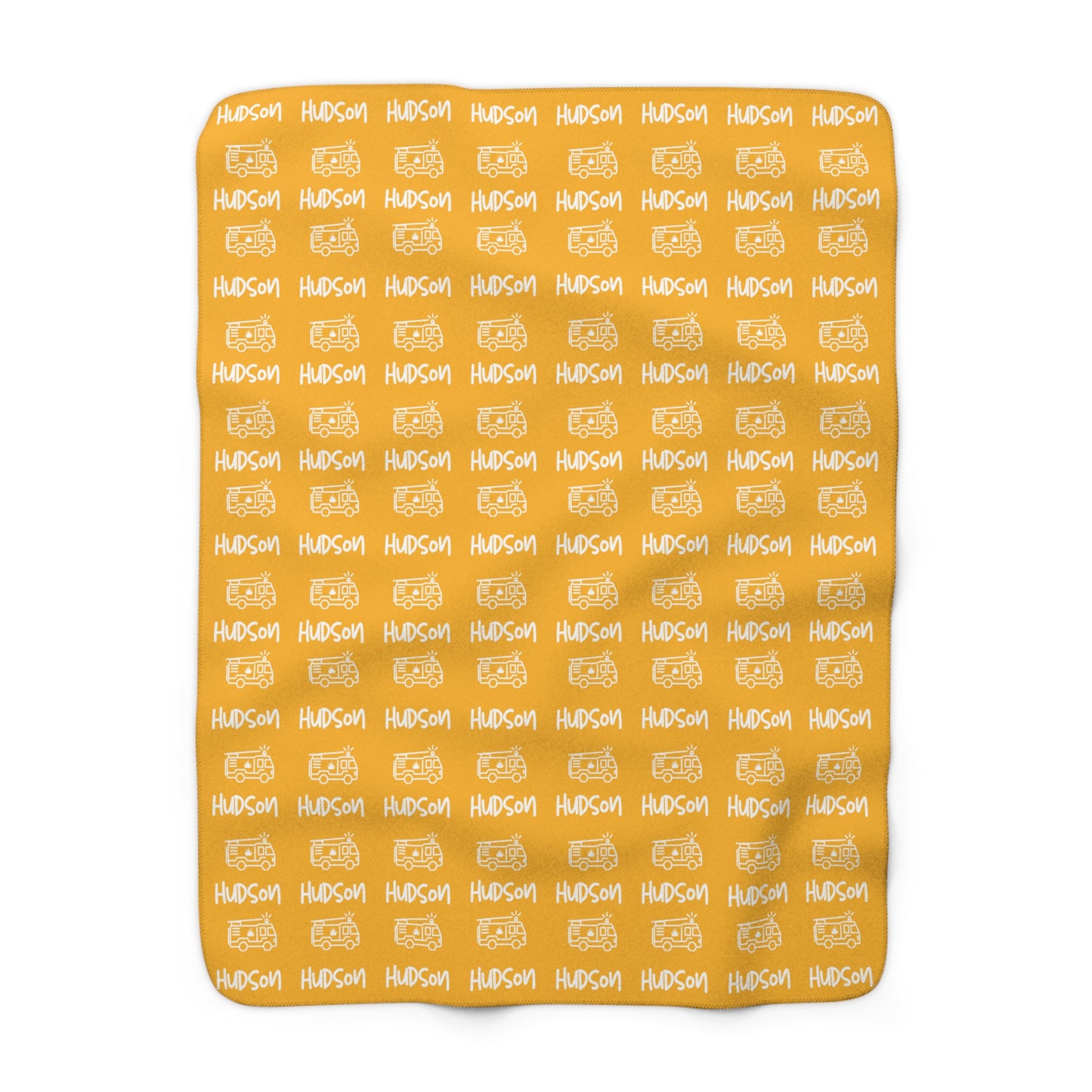 Personalised Name and Fire Truck Sherpa Blanket