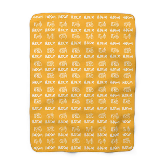 Personalised Name and Fire Truck Sherpa Blanket