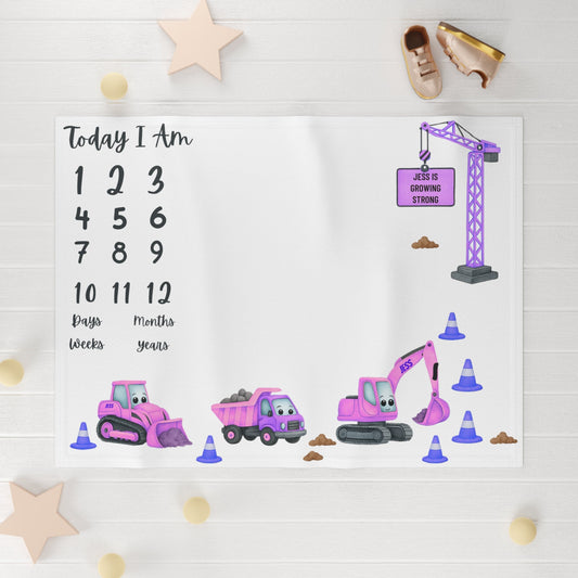 pink Personalised Milestone Fleece Blanket