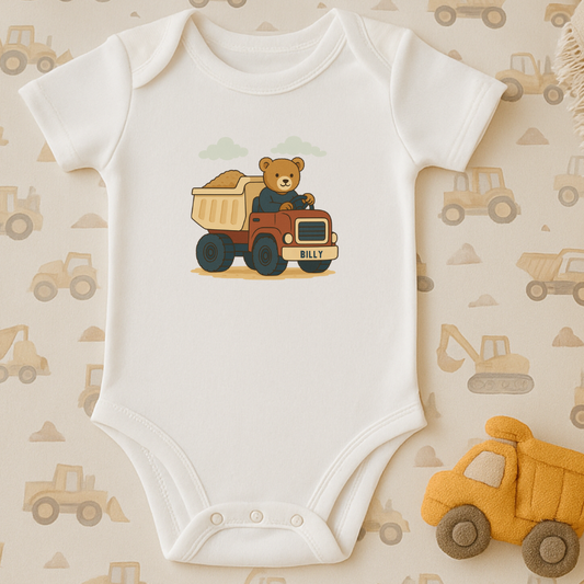 Cute Personalised Vintage Bear & Dump Truck