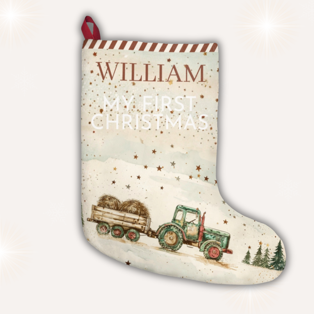 Personalised Tractor Christmas Stocking
