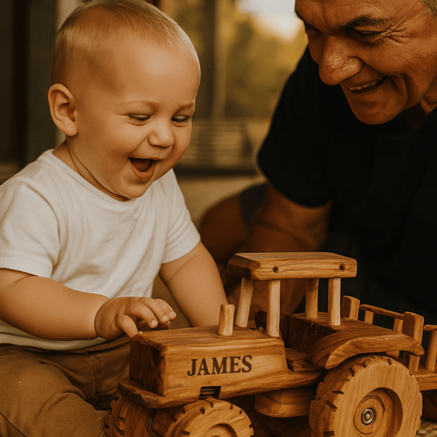 Grandfather and child with heirloom
